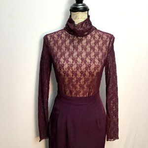 Burgundy Lace Sheer Top